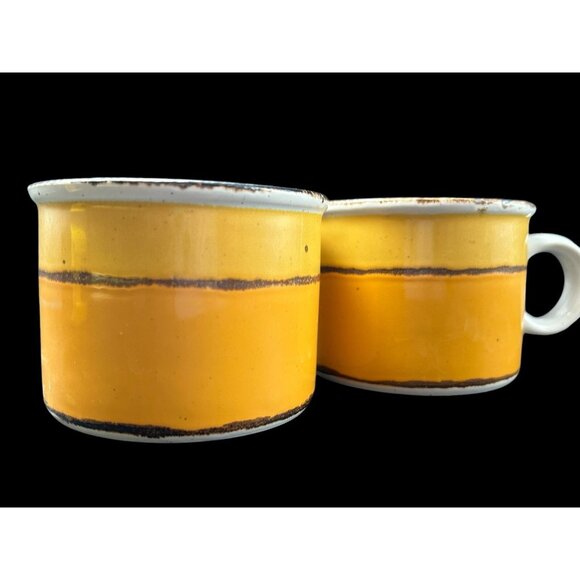 Set 2 Vintage Stonehenge Midwinter Sun Coffee Mug Cup MCM Yellow Brown Speckle - Picture 7 of 9